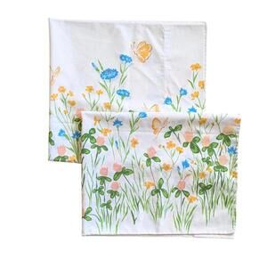 Vintage Floral Pillowcases with Wildflowers and Butterflies